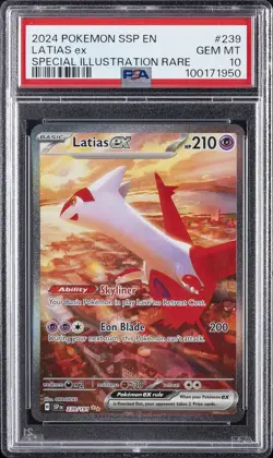 2024 POKEMON SSP EN-SURGING SPARKS SPECIAL ILLUSTRATION RARE LATIAS EX PSA 10 - Image 1