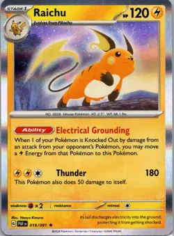 Pokemon TCG Raichu 019/91 Paldean Fates Holo NM - Image 1