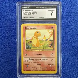 Pokemon Charmander Base Set 046/102 Near Mint Condition 1999 NM 7 - Image 1