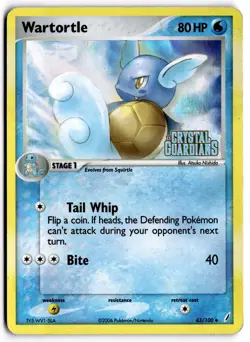 Pokemon TCG Wartortle 43/100 Crystal Guardians Reverse Holo Uncommon HP - Image 1