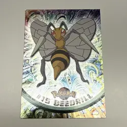 1999 Topps Pokemon TV Animation BEEDRILL #15 Texture Holo Silver Foil Black Logo - Image 1
