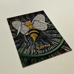 1999 Topps Pokemon TV Animation BEEDRILL #15 Texture Holo Silver Foil Black Logo - Image 2