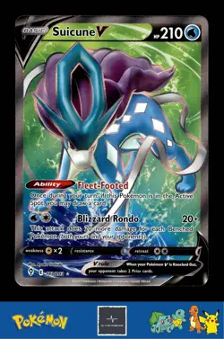 2021 Pokemon TCG SWSH Evolving Skies 173/203 Suicune V - Image 1