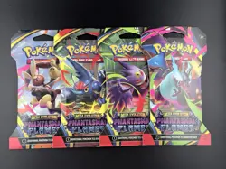 Pokemon TCG: Phantasmal Flames -Bundle of 4 Sleeved Booster Packs Full Art Set - Image 1