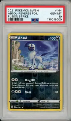 2021 Pokemon SWSH Fusion Strike Absol Reverse Foil #164 PSA 10 Pop 1 - Image 1