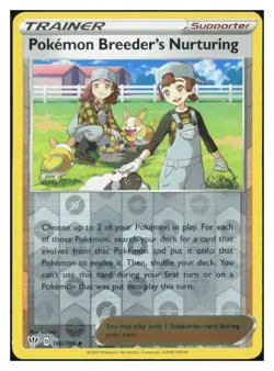 Pokemon Breeder's Nurturing Reverse Holo SWSH03: Darkness Ablaze 166/189 NM M031 - Image 1
