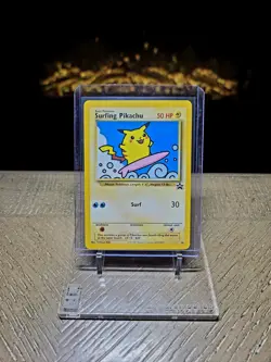 VINTAGE 1999 POKEMON WOTC SURFING PIKACHU BLACK STAR PROMO CARD NO. 28 NM!!! - Image 1