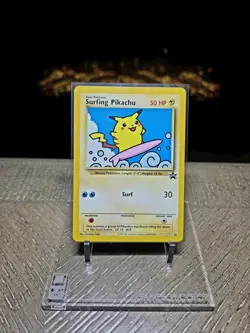 VINTAGE 1999 POKEMON WOTC SURFING PIKACHU BLACK STAR PROMO CARD NO. 28 NM!!! - Image 3