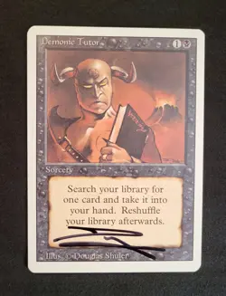 Magic the Gathering artist proof mtg Demonic Tudor revised w sketch - Image 1