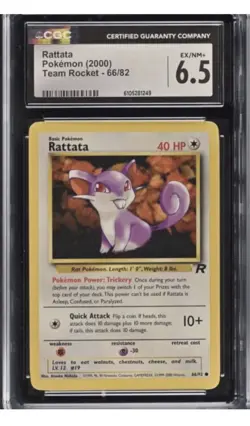Pokemon Team Rocket Rattata 66/82 CGC 6.5 EX/NM+ - Image 1