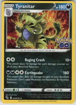 Tyranitar 043/078 Holo Rare Pokemon GO Pokemon Near Mint - Image 3