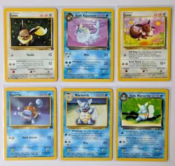 Pokemon WOTC Team Rocket & Base Set Eevee Vaporeon Squirtle Wartortle Bundle - Image 1