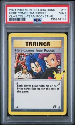 Pokemon Here Comes Team Rocket! 15/82 Celebrations English PSA 9 - Image 1