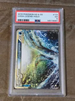 2010 POKEMON HEARTGOLD & SOULSILVER #113 LUGIA LEGEND-HOLO PSA 5 - TOP-HALF - Image 4
