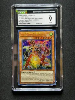 CGC 9 ERROR Yugioh Armed Dragon Thunder LV7 MP22-EN002 Secret MISALIGNED STAMP! - Image 1