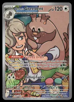 Pokemon Cards Arven's Greedent 205/182 Destined Rivals Illustration Rare NM - Image 1