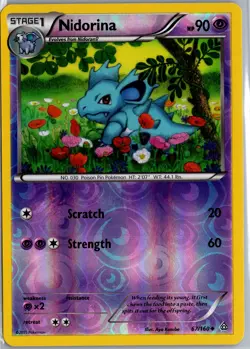 Nidorina 67/160 Primal Clash Pokemon Card Reverse Holo 2015 LP - Image 1