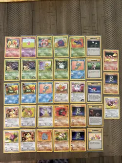 Vintage 1999 WOTC Pokemon 1st Edition Non Holo Set Of 33 Cards LP - Image 1
