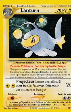 M) Pokemon Lanturn French Nintendo GAMEFREAK Collector Trading Card 38/111 - Image 1