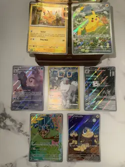 Nintendo Pokemon TCG Scarlet & Violet 7-Card Lot Full Art Holo Pikachu & Aurorus - Image 1
