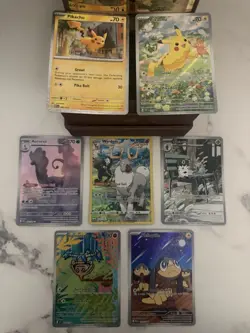 Nintendo Pokemon TCG Scarlet & Violet 7-Card Lot Full Art Holo Pikachu & Aurorus - Image 2