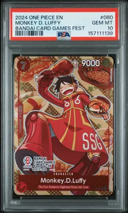 2024 ONE PIECE PROMOS BANDAI CARD GAMES FEST #080 MONKEY D. LUFFY PSA 10 - Image 1