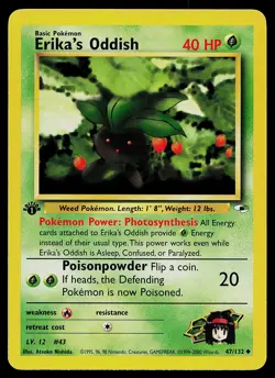 Pokemon Card - Erika's Oddish Gym Heroes 47/132 Uncommon 1st Edition - Image 1