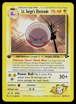 Pokemon Card - Lt. Surge's Electrode Gym Challenge 52/132 1st Edition Uncommon - Image 1
