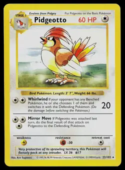 Pokemon Card - Pidgeotto Base Set Shadowless 22/102 Rare - Image 1