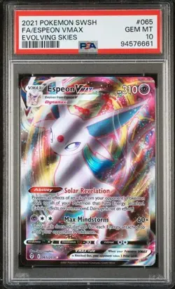 2021 Pokemon Sword & Shield Evolving Skies #065/203 Espeon VMAX PSA 10 Gem Mint - Image 1