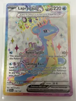 Pokemon TCG Stellar Crown Lapras EX Full Art 158/142 - Image 1