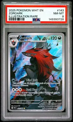 2025 POKEMON WHT EN-WHITE FLARE ILLUSTRATION RARE #143 ZOROARK PSA 8 - Image 1
