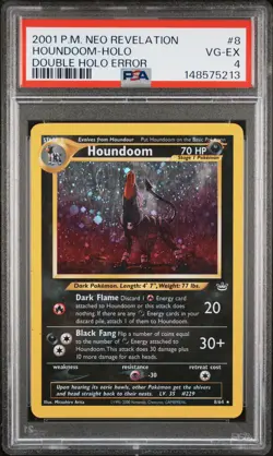 2001 POKEMON NEO REVELATION DOUBLE HOLO ERR #8 HOUNDOOM-HOLO PSA 4 - Image 1