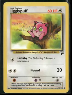 Jigglypuff 77/130 Common Base Set 2 Pokemon Heavily Played - Image 1