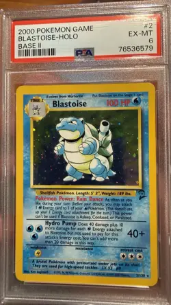 🐢💦Blastoise Holo PSA 6 Base Set 2 2000 Pokemon #2 EX-MT Vintage WOTC💎 - Image 1