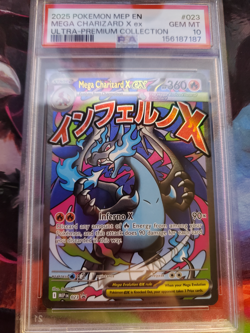 2025 POKEMON MEP EN-ME BLACK STAR PROMO #023 MEGA CHARIZARD X EX PSA 10 - Image 1