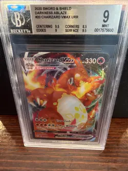 Pokemon TCG Charizard VMAX Holo Ultra Rare Darkness Ablaze Beckett Mint 9 - Image 1