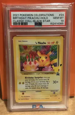 2021 POKEMON CELEBRATIONS CLASSIC COLLECTION #24 BIRTHDAY PIKACHU PSA 10 - Image 1