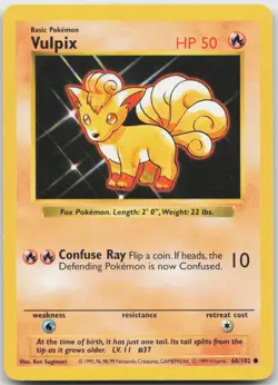 Vulpix 68/102 Common Base Set Shadowless Pokemon TCG LP - Image 1
