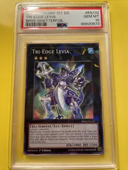 YuGiOh TRI-EDGE LEVIA #BP03-EN132🔥PSA 10 GEM MINT🔥1st EDITION-2014 SHATTERFOIL - Image 2