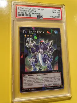 YuGiOh TRI-EDGE LEVIA #BP03-EN132🔥PSA 10 GEM MINT🔥1st EDITION-2014 SHATTERFOIL - Image 5