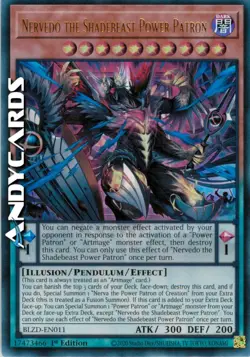 NERVEDO THE SHADEBEAST POWER PATRON • Ultra R • BLZD EN011 • 1Ed • Yugioh! - Image 1