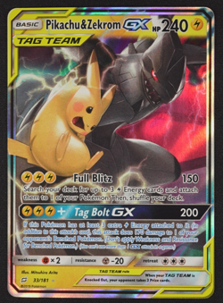 2019 Pikachu & Zekrom GX 33/181 Tag Team Team Up Pokemon TCG Trading Card Game - Image 1