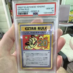 The Pokemon Company 1998 Vending Series 3 20 Damage Trainer Extra Rule JP PSA 10 - Image 1