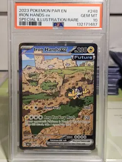 PSA 10 Gem Mint Iron Hands Ex Graded Pokemon Card #248 Paradox Rift 2023 - Image 1