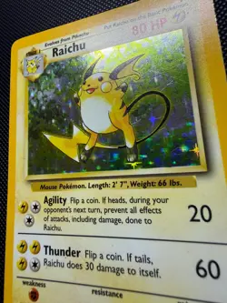 Pokemon TCG Raichu Base Set Holo Rare Card 14/102 Vintage WOTC MP - Image 3