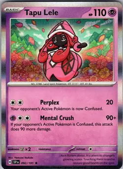 Tapu Lele Surging Sparks 092/191 Rare Holo Pokemon Near Mint - Image 1