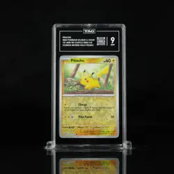 PIKACHU 2024 POKEMON SCARLET & VIOLET PROMOS #025/165 Cosmos Reverse Holo TAG 9 - Image 1