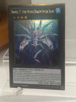 1x Yu-Gi-Oh! Number 37: Hope Woven Dragon Spider Shark - PGL3-EN007 -Gold-1st-NM - Image 1