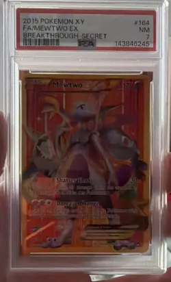 Pokemon Mewtwo EX Full Art Secret Rare 164/162 Breakthrough PSA 7 Holo - Image 1